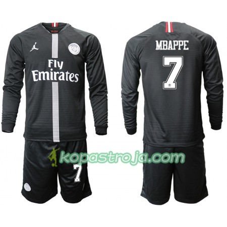 Billiga Fotbollströjor Paris Saint-Germain MBAPPE 7 Jodan Svart Barn Tredje tröja 2018/19 Långärmad